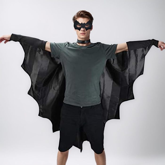 Elegancki Kostium Nietoperza z Peleryną i Maską dla Dorosłych 130Cm
