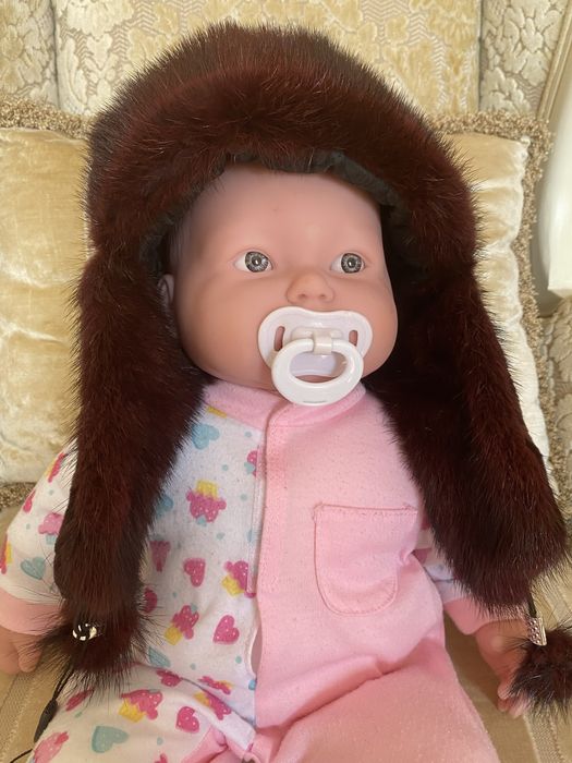 Детская шапка-ушанка из меха норки