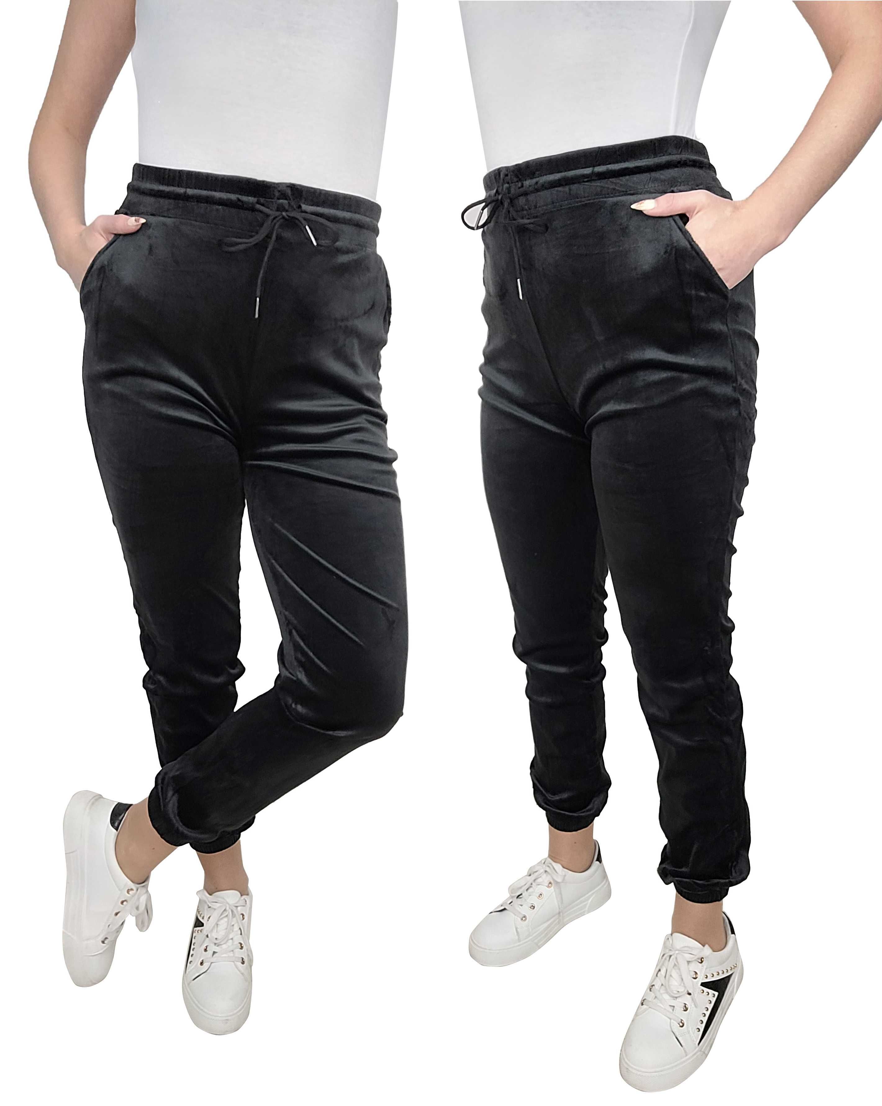 NOWE Spodnie welur DRESY welurowe DRES damski TU KUPUJESZ CZARNY S/M
