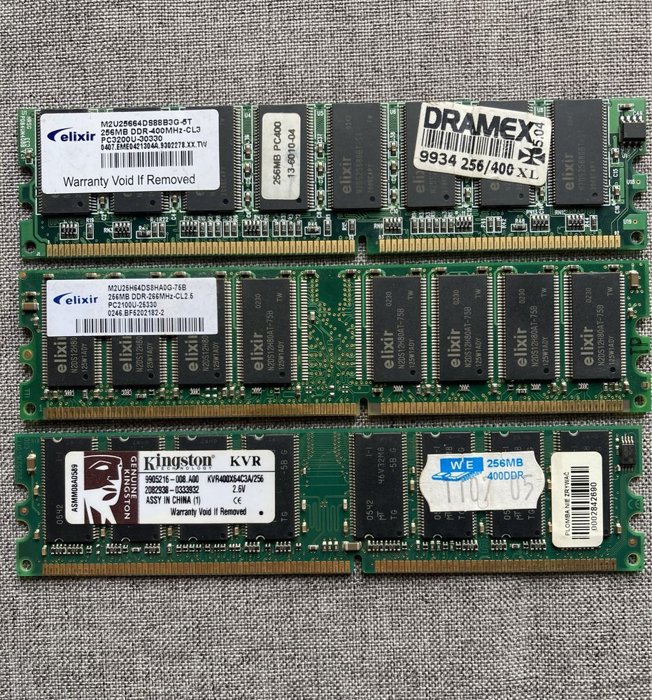 Retro pamięci Elixir Kingston 3x256MB