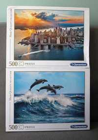 zestaw 2 szt. puzzle 500 el. CLEMENTONI morze delfiny NOWE folia
