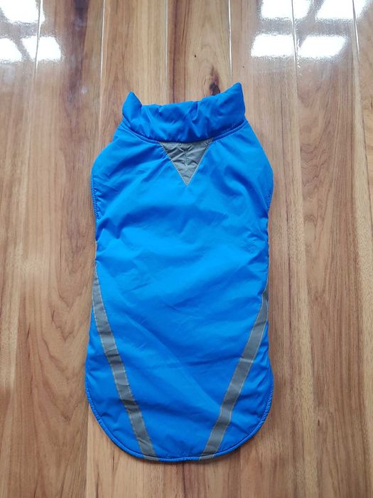 Niebieska kurtka dla psa ocieplana z odblaskami XL na rzepy płaszcz
