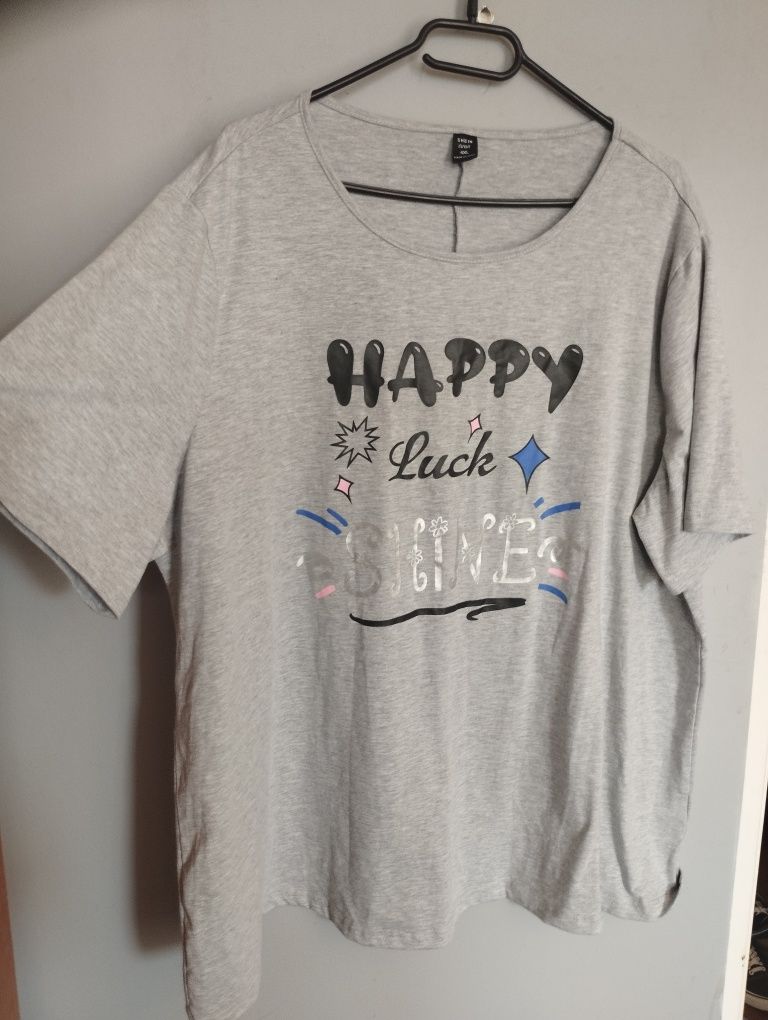 Szara bluzka popielata t-shirt Shein 4xl z napisem 50 52