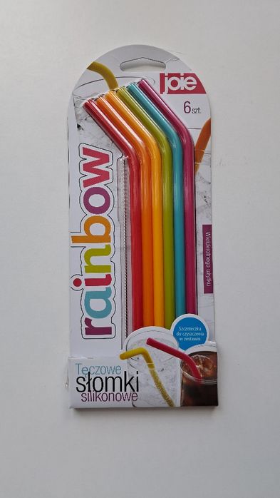 Słomki silikonowe 6 sztuk + szczoteczka do czyszczenia
