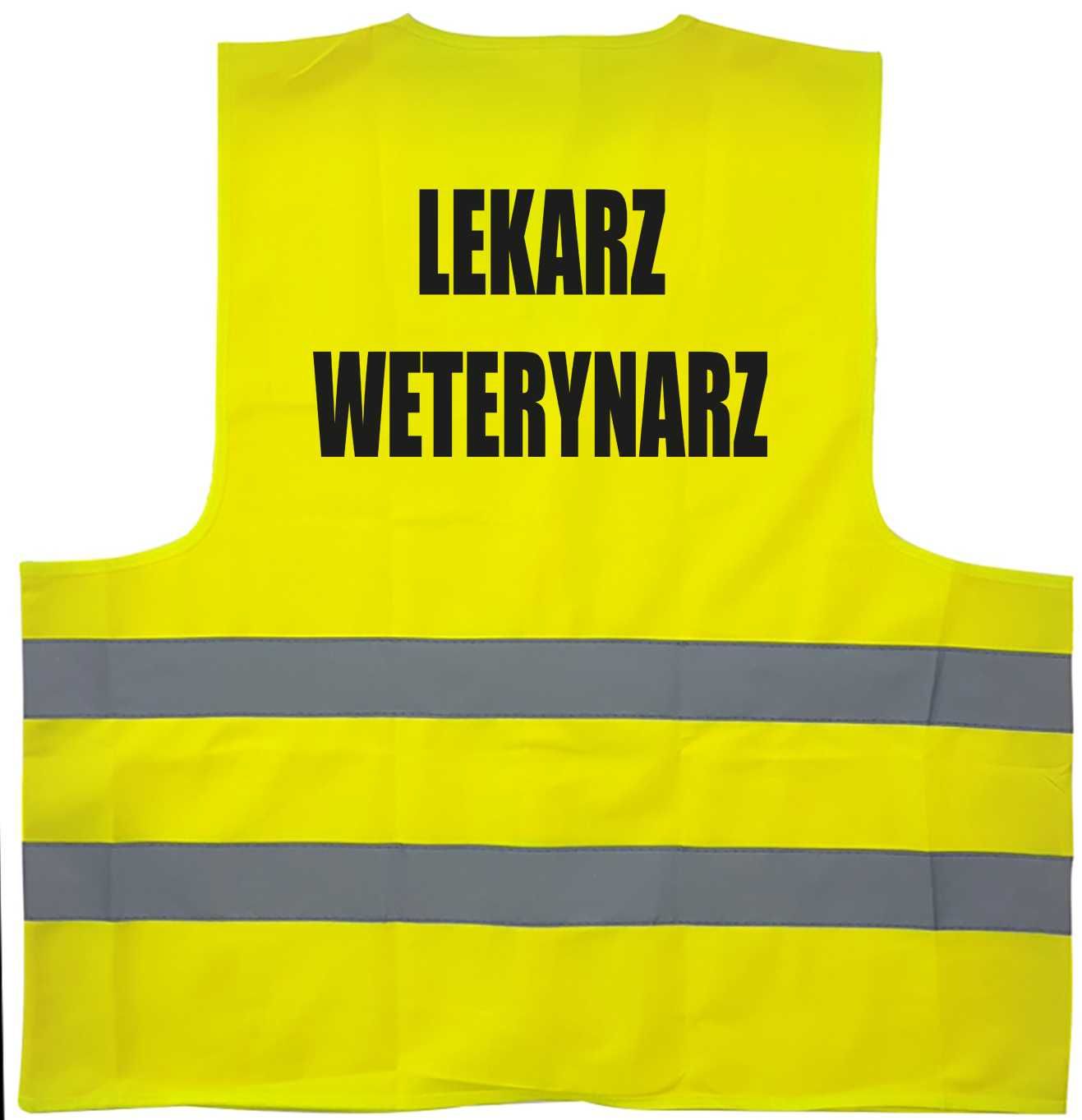 kamizelka odblaskowa, kamizelka z nadrukiem, lekarz weterynarz