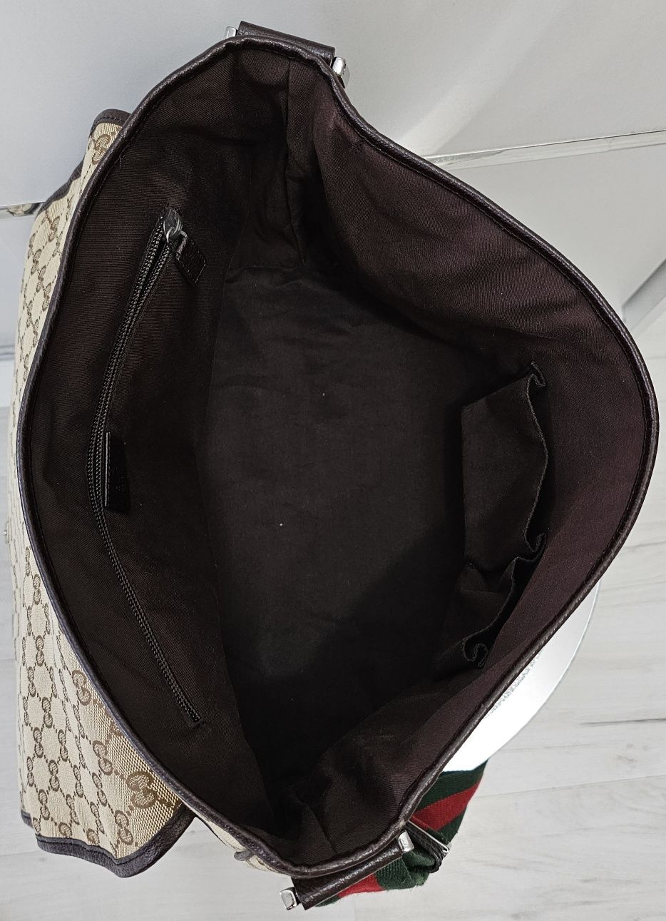 Torba Gucci Tan Canvas Web Messenger Bag Monogram GG