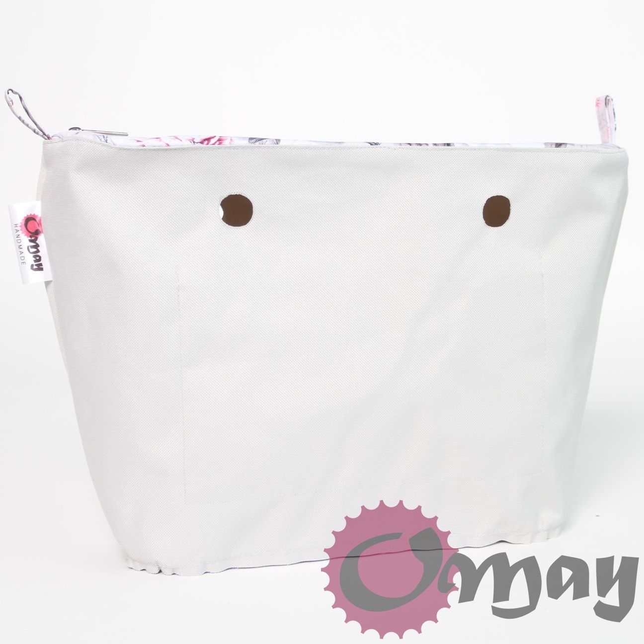 Szary organizer do OBAG MINI kwiaty różowe puder 2kieszenie wkład OMAY