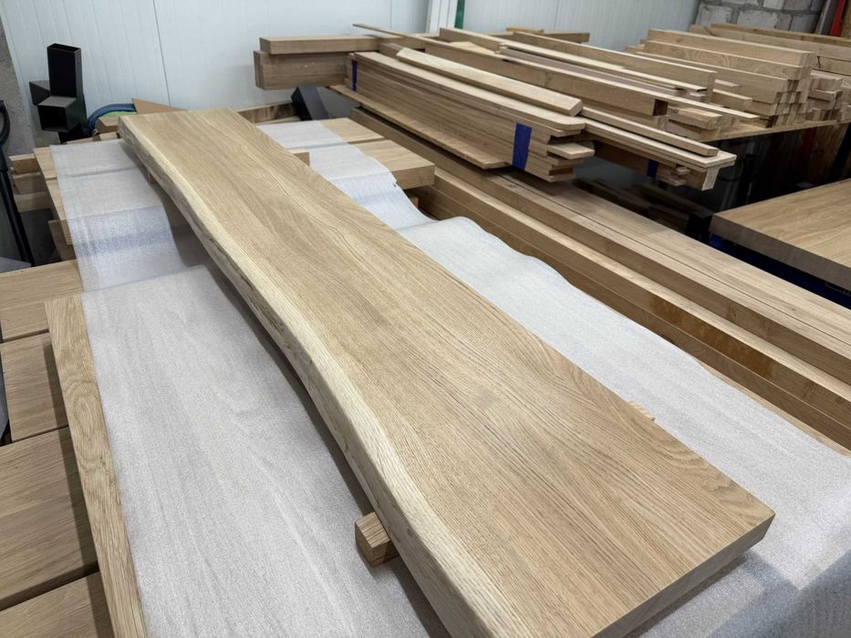 Parapet drewniany, parapet dębowy, naturalna krawędź, producent
