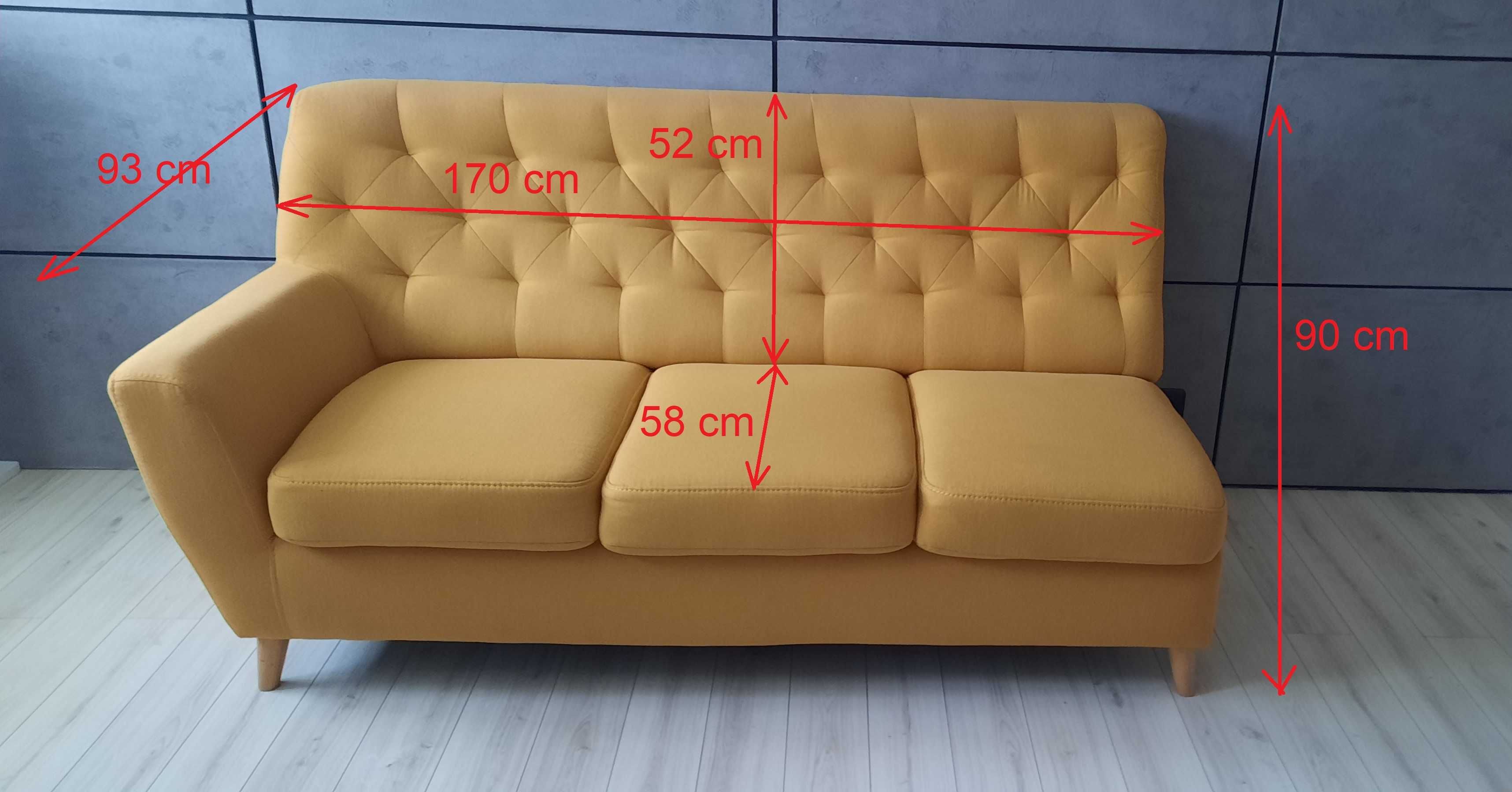 Sofa 3-osobowa w stylu skandynawskim, szezlong - sklep 3457 zł