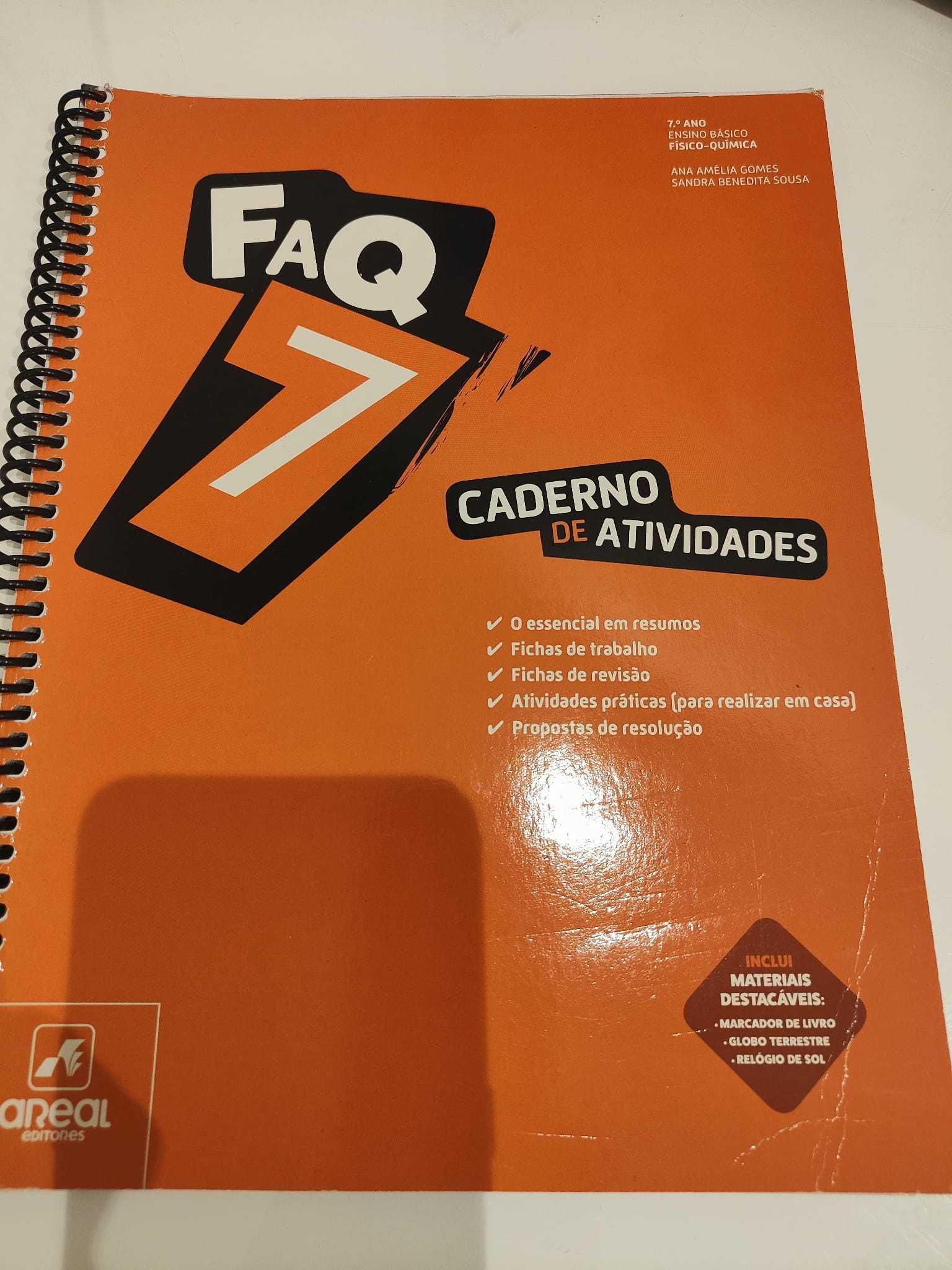 Caderno Actividades Físico Quimica - 7º Ano Areal Editores encadernado