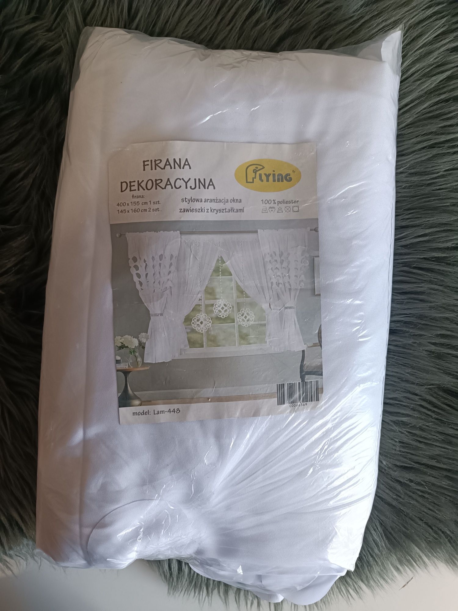 Nowa firana dekoracyjna 3 zawieszki z cyrkoniami zasłony Glamour  azur