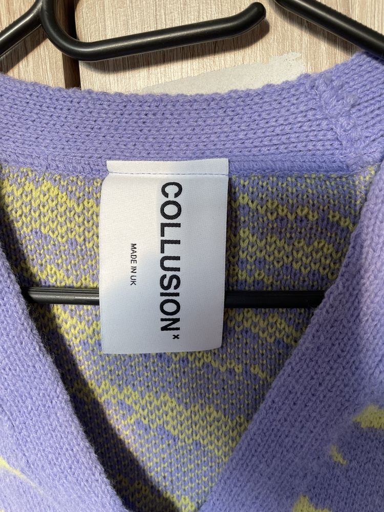 Krótki Sweter kardigan collusion zebra kolorowe paski XS