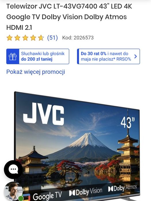 Tv 43 JVC 4k gwarancjia