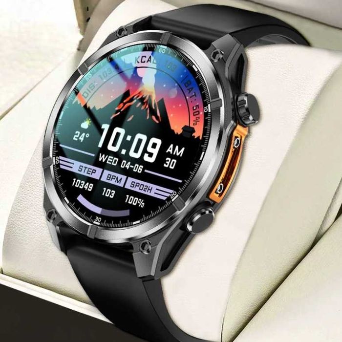 LUKSUSOWY Smartwatch Męski Rozmowy MENU PL Kompas Ciśnienie Latarka