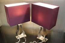 2 Lampki nocne aluminiowe, abażur, fioletowe , lampa nocna, lampka.