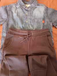 Granatowy jeansowy tshirt i spodnie roz. 140
