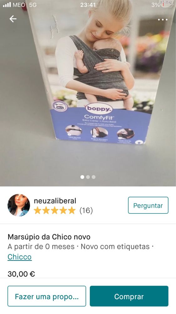 Marsupio chicco  ergonomico desde o nascimento ate 15kg