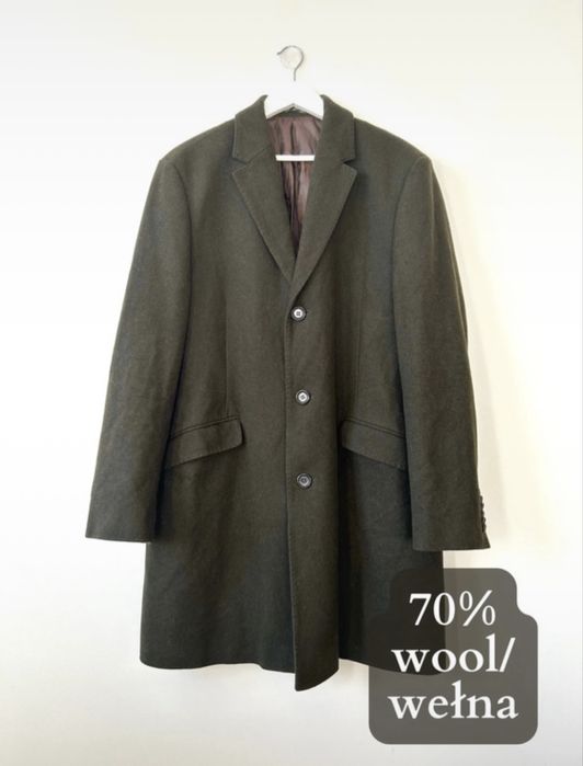 Vintage płaszcz butelkowa zieleń Paul Costelloe Living 44 70% wełny!!