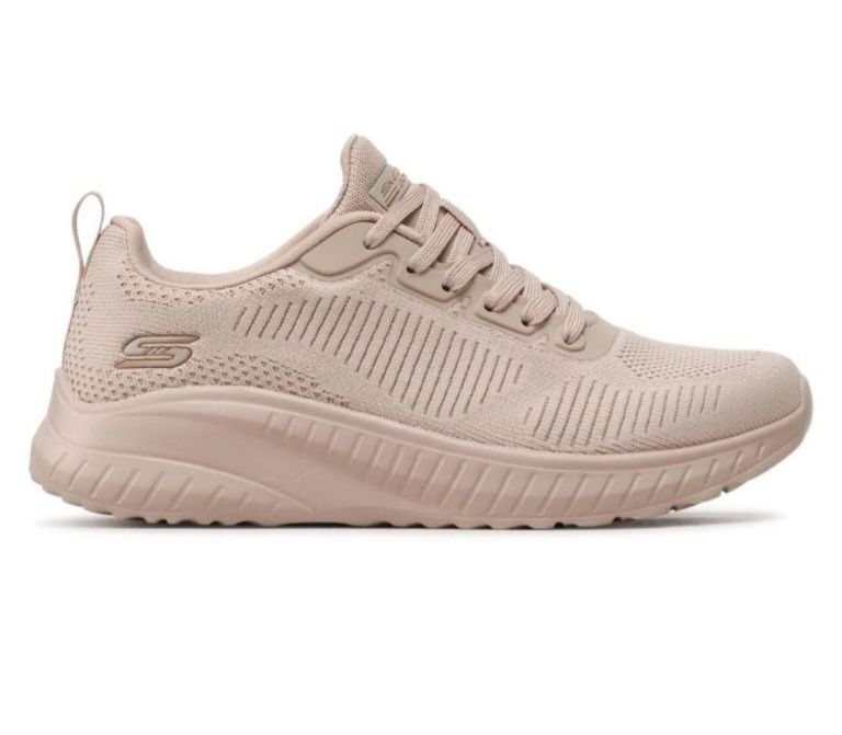Кросівки літні жіночі скетчерс (SKECHERS Bobs Squad)білий,пудра,чорний