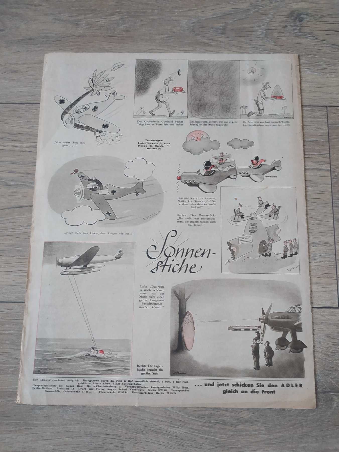 Czasopismo "Adler"  3 Rzeszy, 1942 rok Berlin 10 stron.