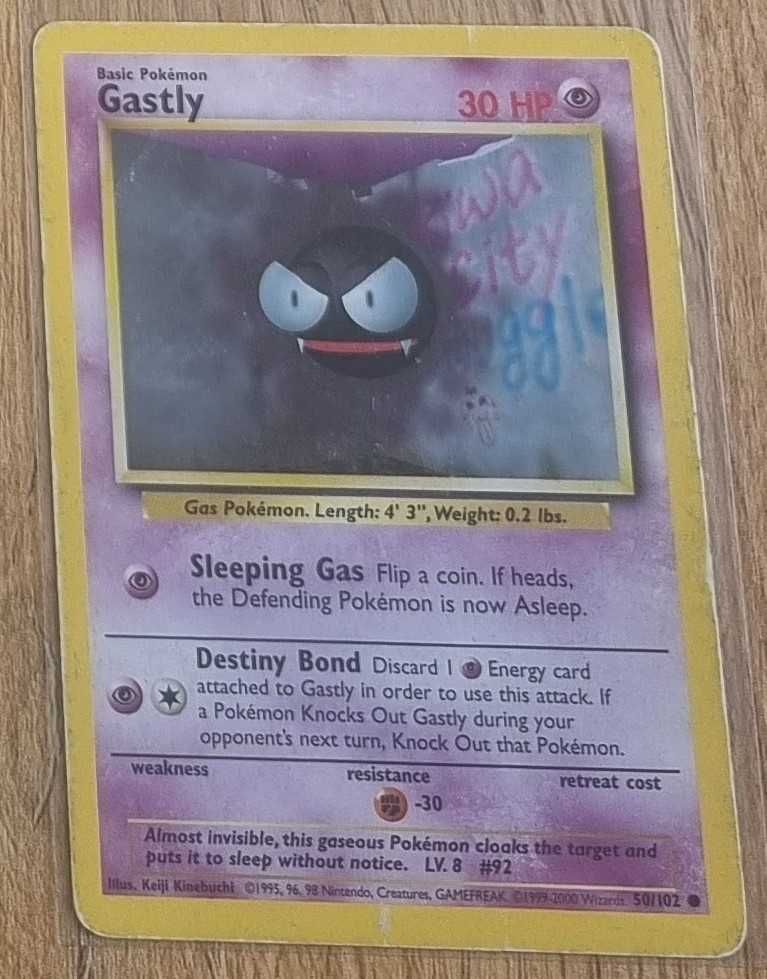 Karta Pokemon TCG z pierwszej serii - Base Set - Gastly 50/102