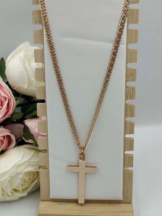 Łańcuszek męski pozłacany 24k złotem Rombo z krzyżem