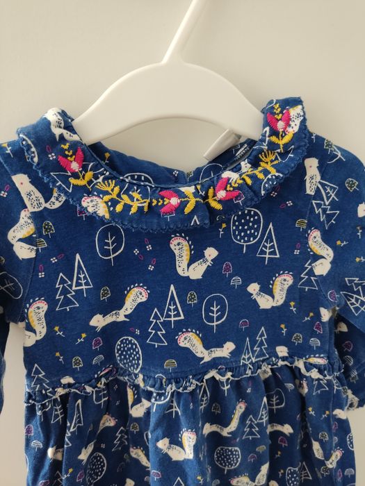 Sukienka wiewiórki 74-80kolnierzyk