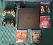 PS4 Slim 1TB + dwa pady + zestaw gier