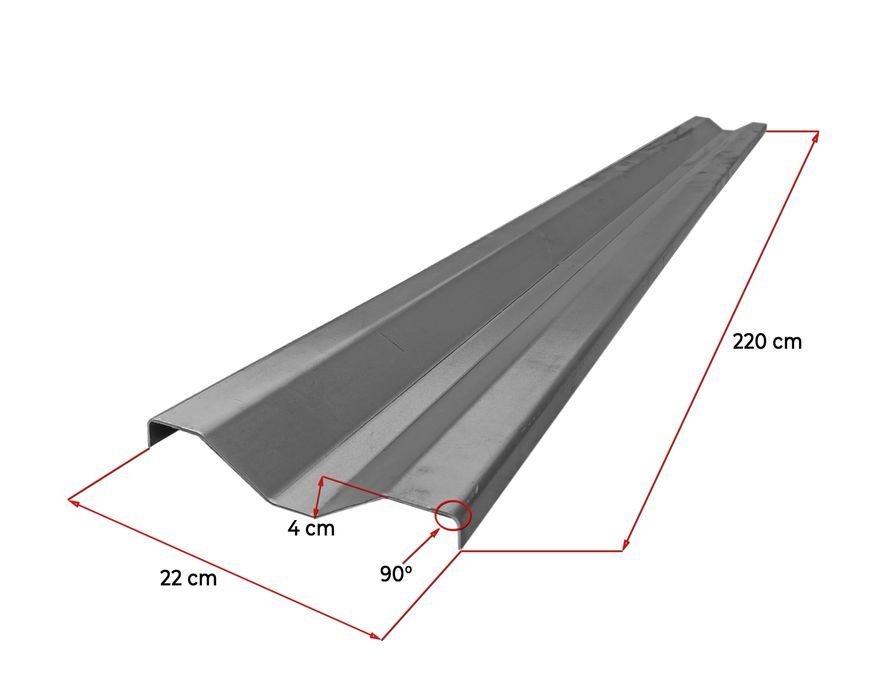 Blacha na NADSTAWKI burty 2mm duży trapez długość 220cm wysokość 22cm