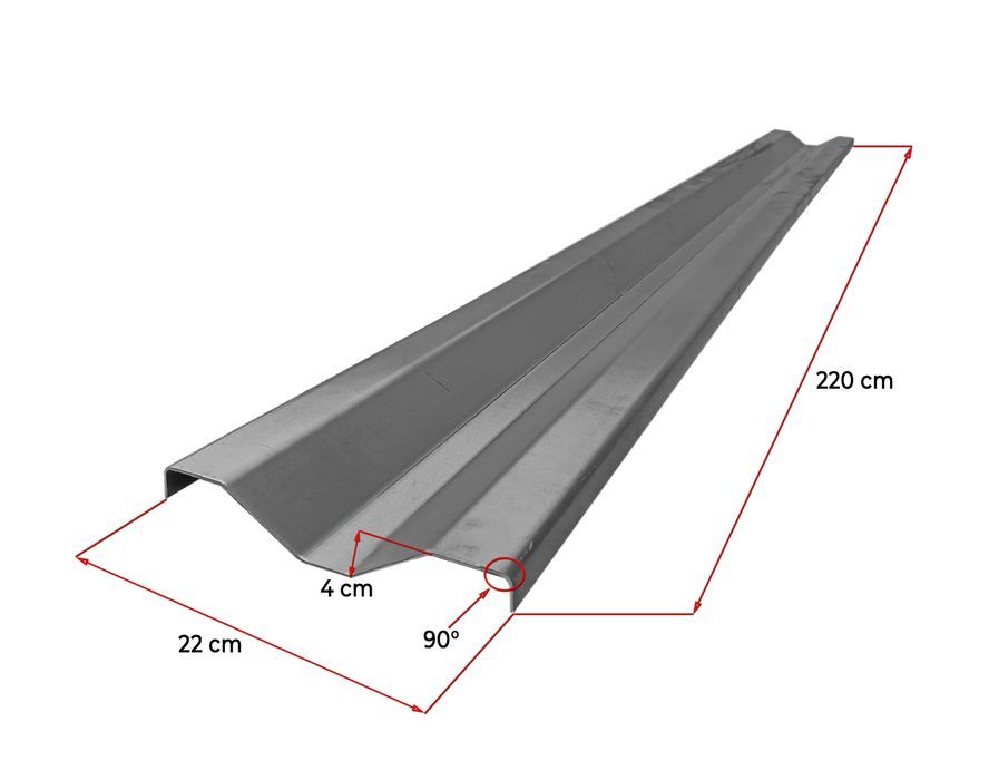 Blacha 2 mm profilowana duży trapez długość 220 cm wysokość 22 cm