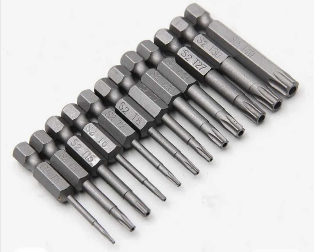 Биты Torx 12шт (t5,t6,t7,t8,t9,t10,t15, t20,t25,t27,t30,t40)-комплект