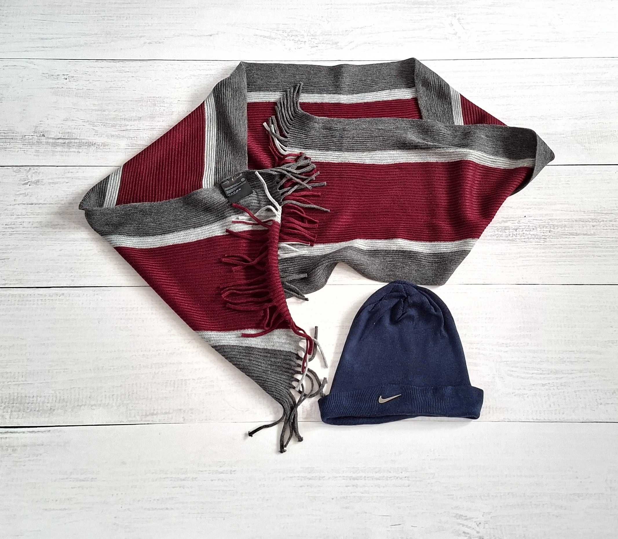 Męski Szal Szalik z frędzlami C&A LUX + Czapka z dzianiny NIKE