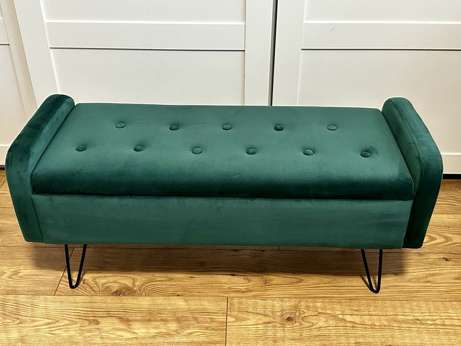 Ławka VENLO welurowa zielona 100x39x45cm HOMLA