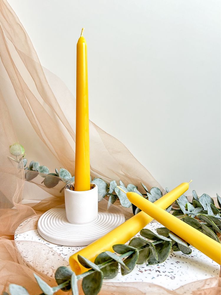 Świeca x6 stożkowa 20cm stołowa z wosku pszczelego świeczka