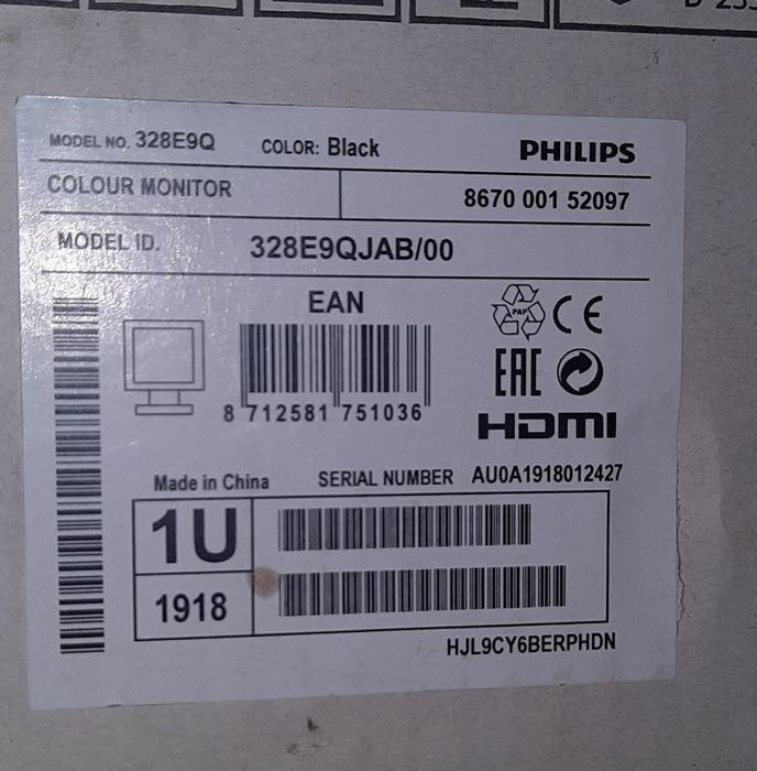 Монітор Philips 328e9qjab/00 на запчастинини.