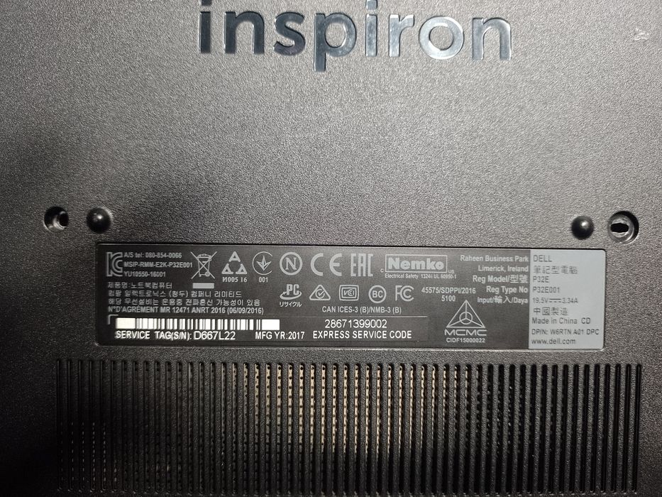 Ноутбук 17,3 DELL P32E (разборка)