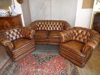 Sofa 2 Fotele Skóra Chesterfild   z Niemiec