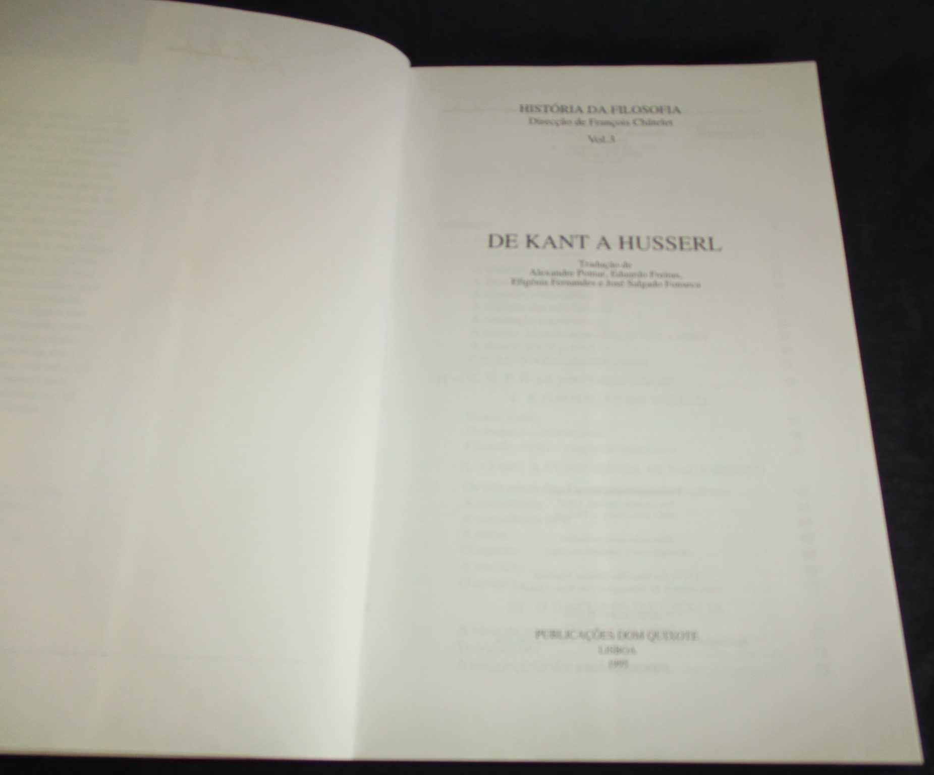 Livro História da Filosofia De Kant a Husserl François Châtelet
