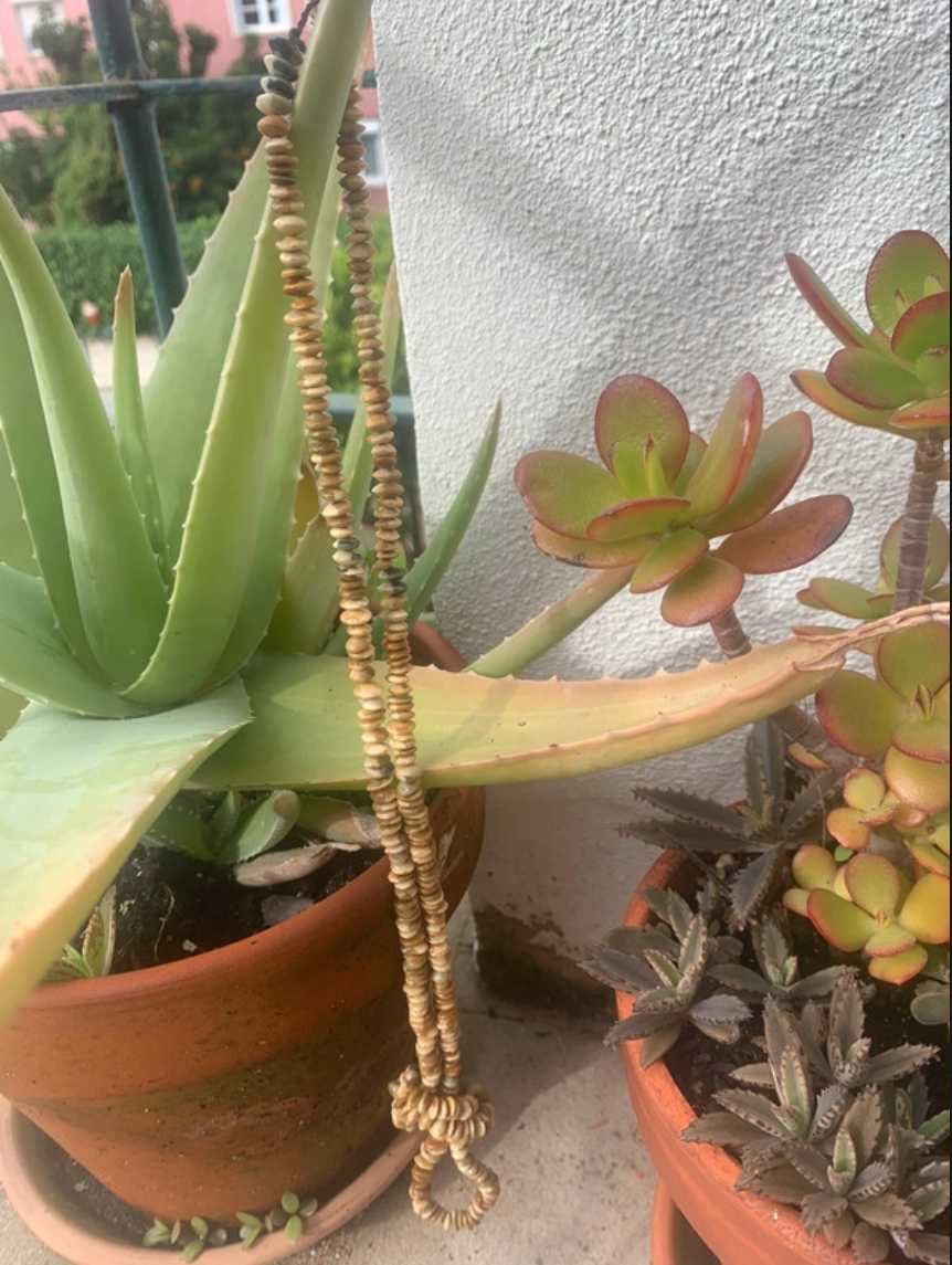 Colar de pedras verde claro Artesanato Índios Pataxós 46 cm