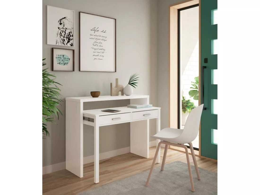 Mesa de estudo extensível, acabamento branco