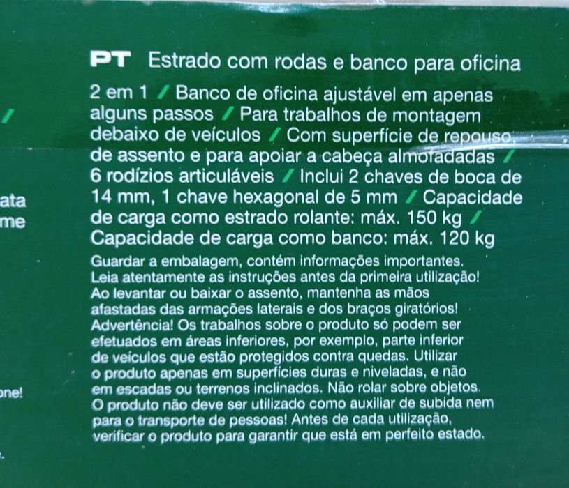 Estrado com rodas para oficina Parkside
