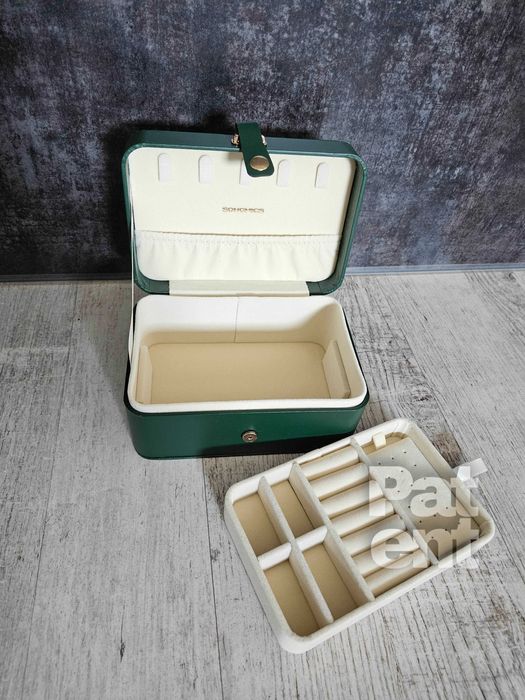 Szkatułka kuferek organizer na biżuterię podwójny zamykany pojemny