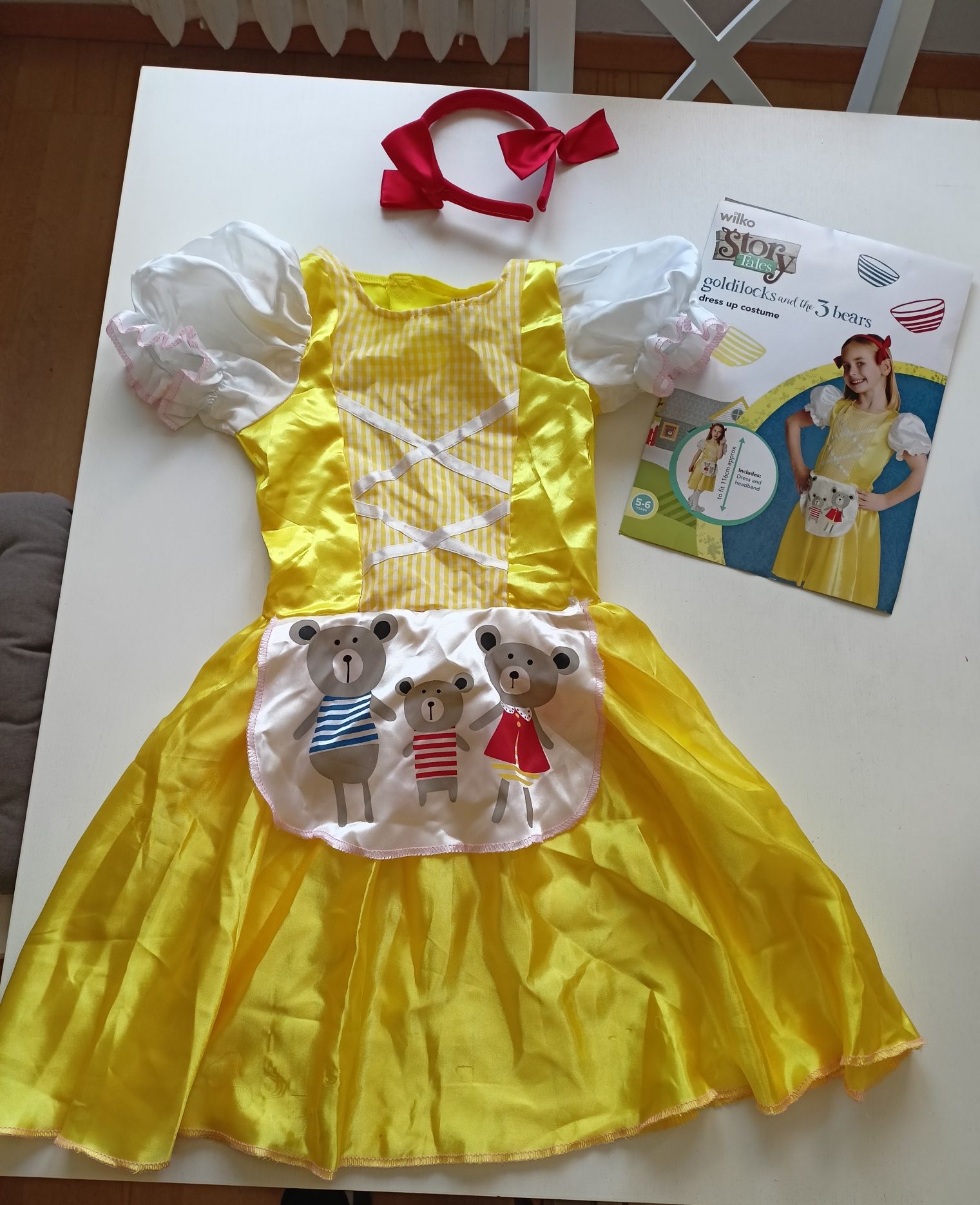 Kostium sukienka Goldilocks Złotowłosa i trzy misie 5-6 lat, rozm. 116