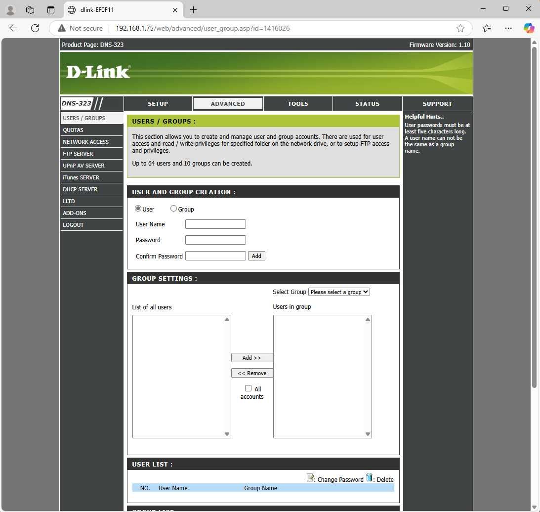 D-Link NAS de 2 Discos DNS-323 Storage Rede