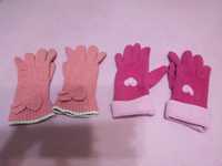 Rękawiczki dla dziewczynki -zestaw 2 pary: kolor cukierkowy i różowy