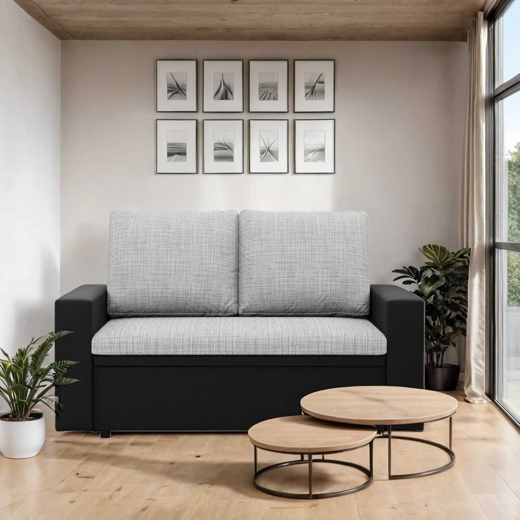 Sofa 2-osobowa z Funkcją Spania Rozkładana Pojemnik Funkcjonalna Luna