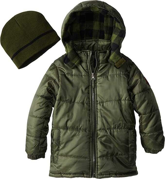 Куртка зимняя iXtreme Little Boys' Buffalo Check Puffer with Hat. US 7