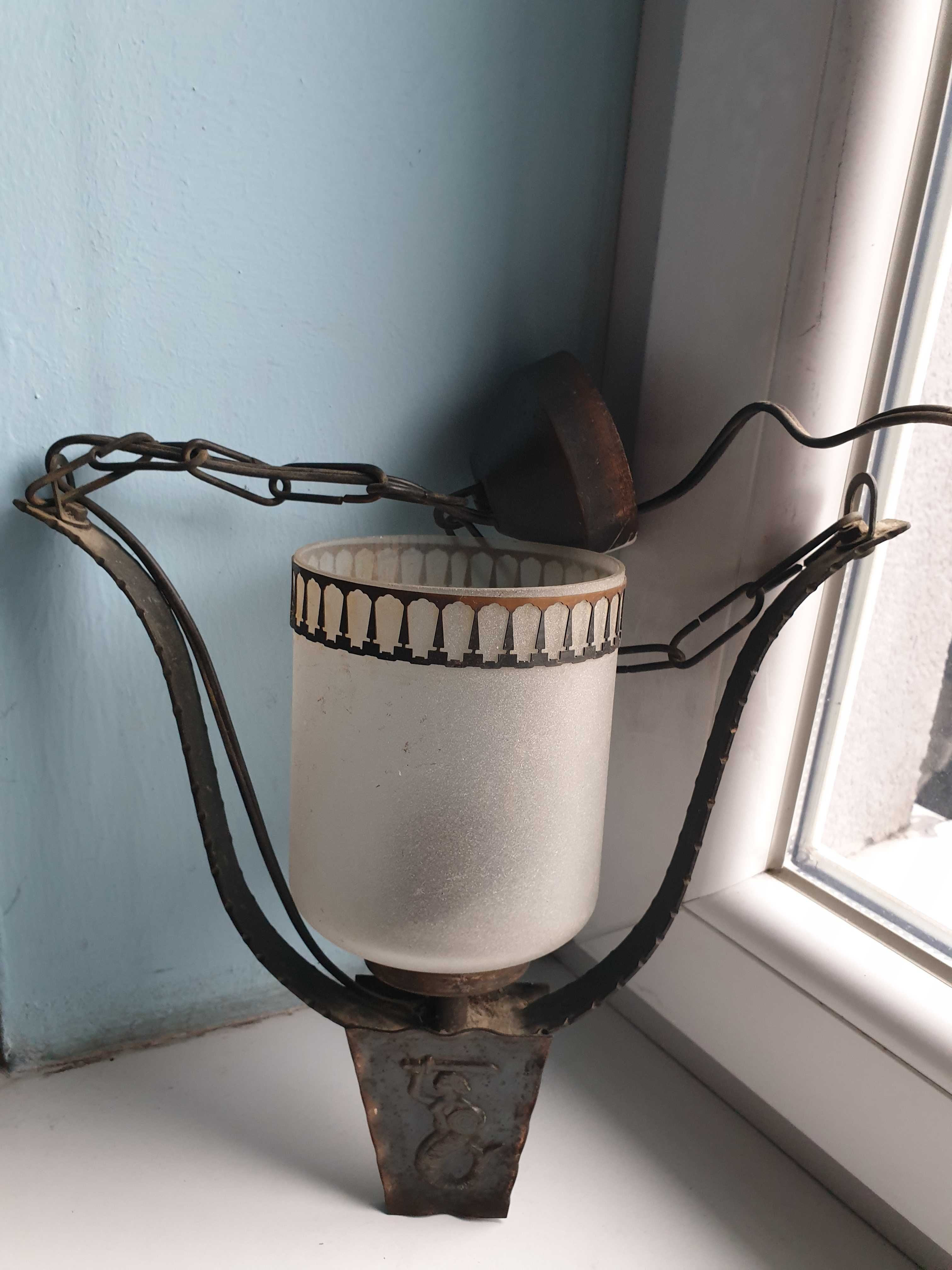 lampa z syrenką szkło i metal lata 60.