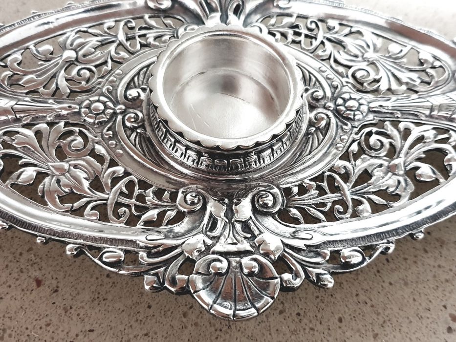 Fantástico antigo tinteiro em cristal Baccarat? E banho em prata