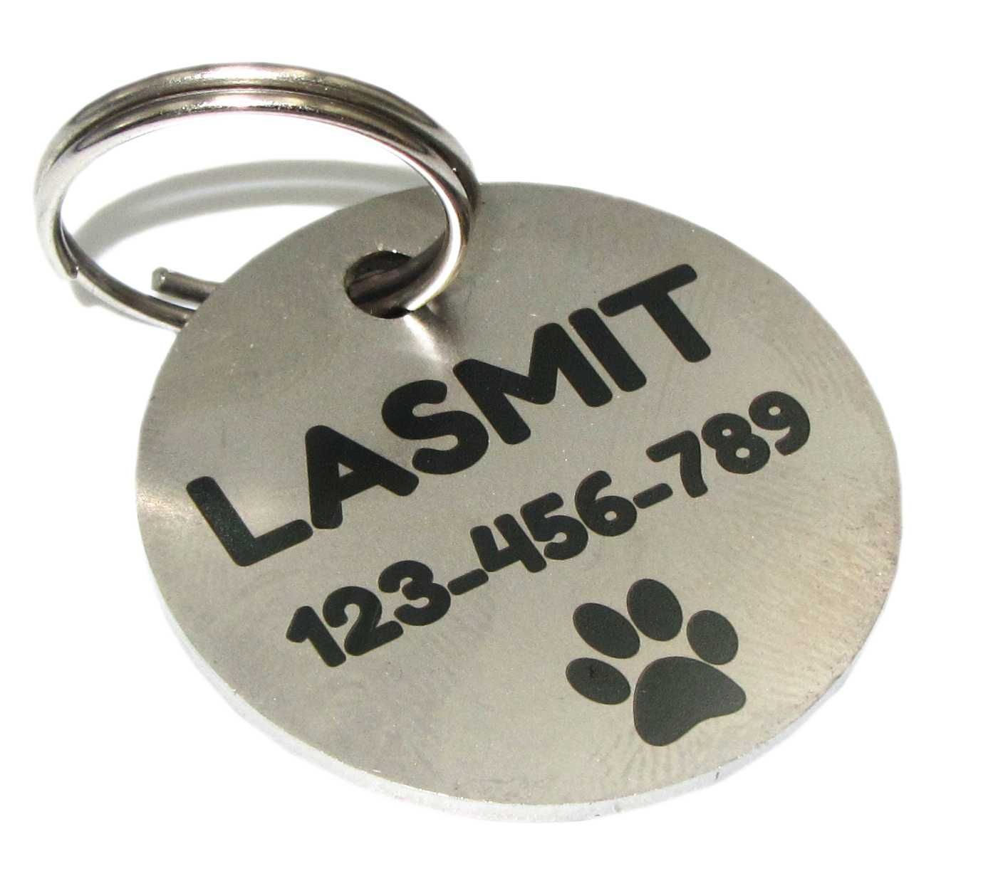 Metalowy identyfikator, adresówka dla psa/kota z grawerem okrągły 25mm